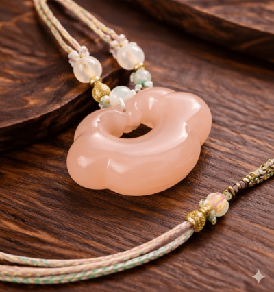 Auspicious Fortune Pendant - Peach Blossom - 35mm/25mm